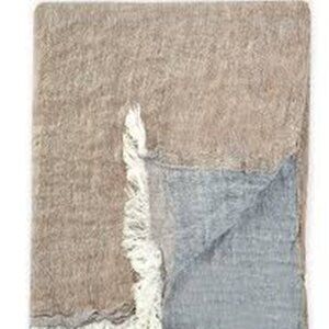 NWT Southern Living Elston Yarn Dyed Fringed Linen Throw
